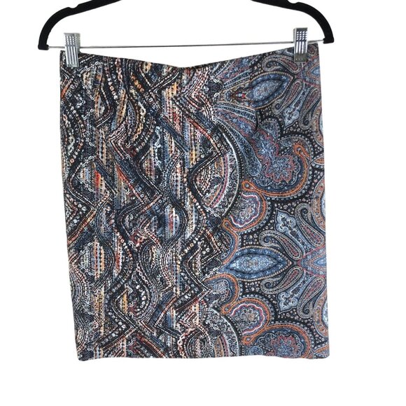 J. Jill Womens Ponte Pencil Skirt Multicolor Paisley Print Size S - Picture 2 of 4